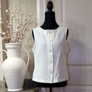 Exofficio White Button Down Sleeveless Shirt Size Small